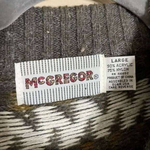 Vintage McGregor Mens Size Large Grandpa Sweater 80's - Picture 3 of 4